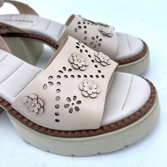 Anthropologie Elvio Zanon Perforated Chunky Sandals Pink 37 Size 7 Heels - Picture 4 of 12